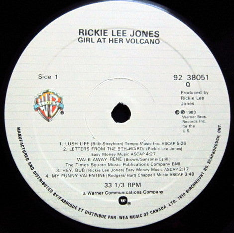 Rickie Lee Jones : Girl At Her Volcano (10", Album, EP)