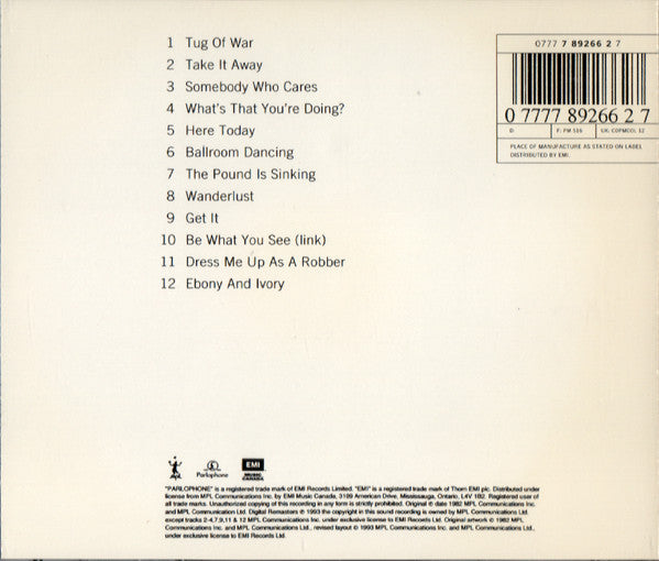 Paul McCartney : Tug Of War (CD, Album, RE, RM)