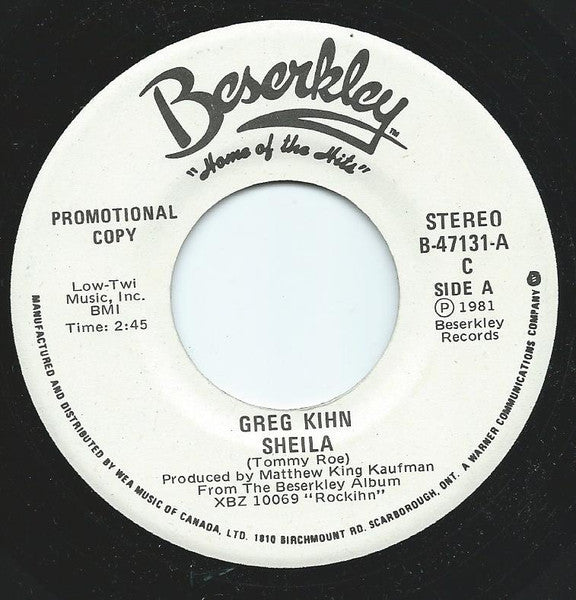 Greg Kihn : Sheila (7", Single, Promo)