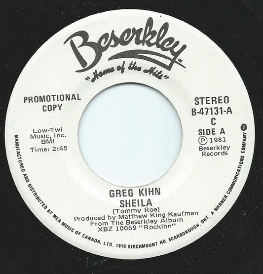 Greg Kihn : Sheila (7", Single, Promo)
