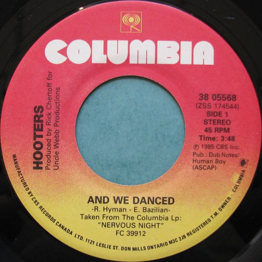 The Hooters : And We Danced (7", Single)