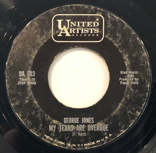 George Jones (2) : My Tears Are Overdue / Your Heart Turned Left (And I Was On The Right) (7", Single, Styrene, Ter)