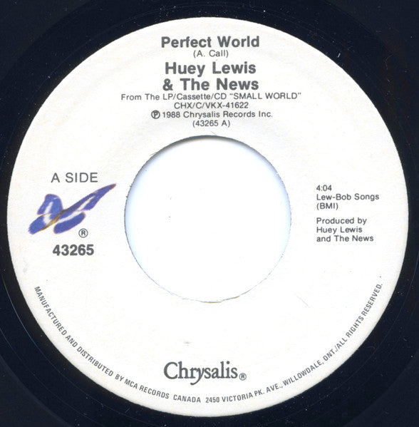 Huey Lewis & The News : Perfect World (7", Single)