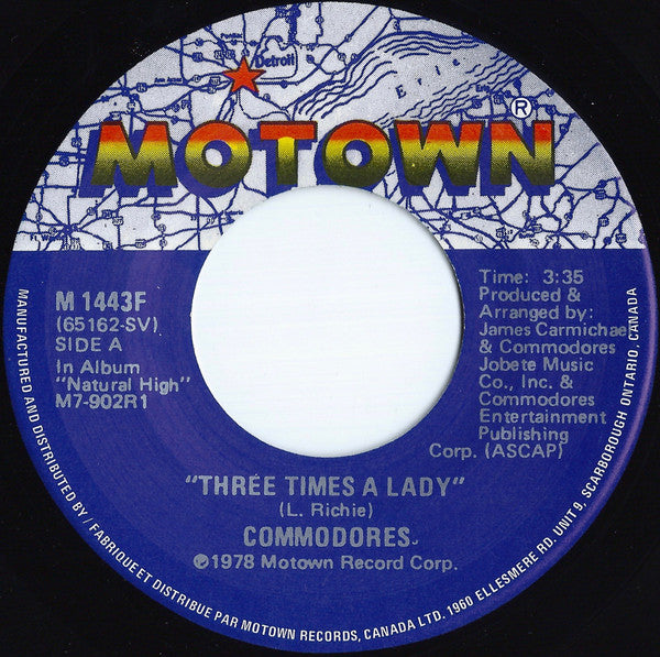 Commodores : Three Times A Lady (7", Single)