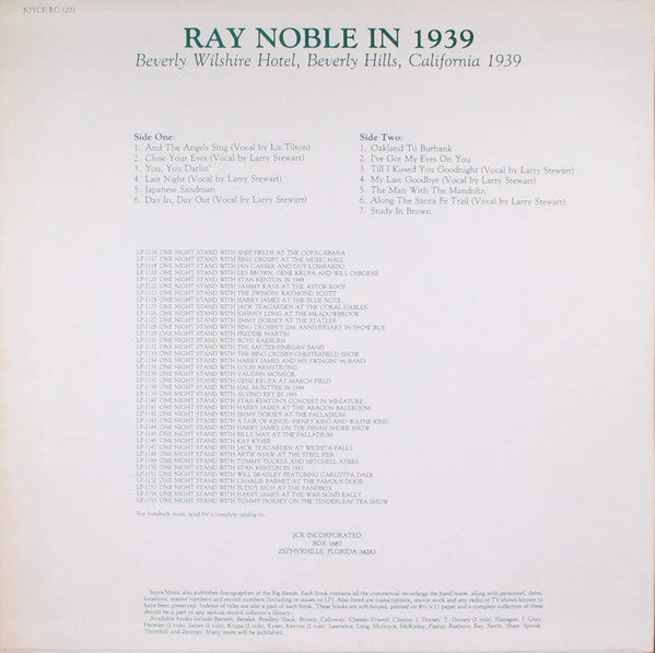 Ray Noble : In 1939, Beverly Wolshire Hotel, Beverly Hillls, California  1939 (LP, Album)