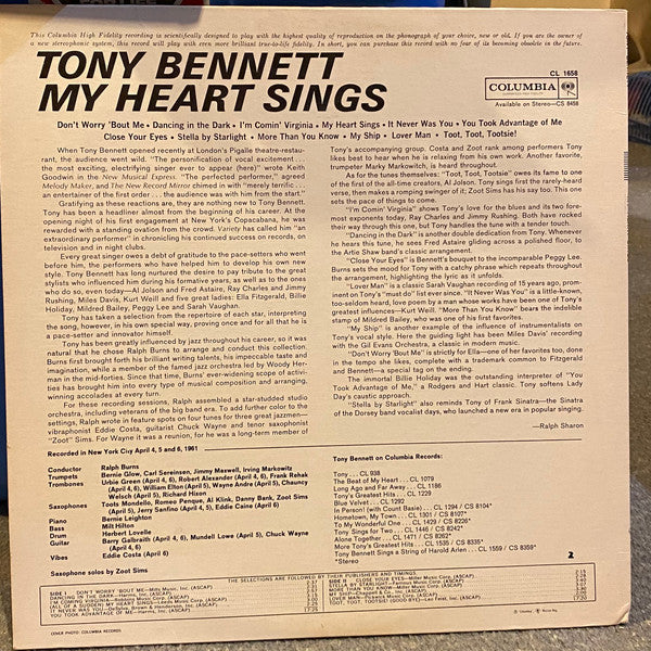 Tony Bennett : My Heart Sings (LP, Album, Mono)