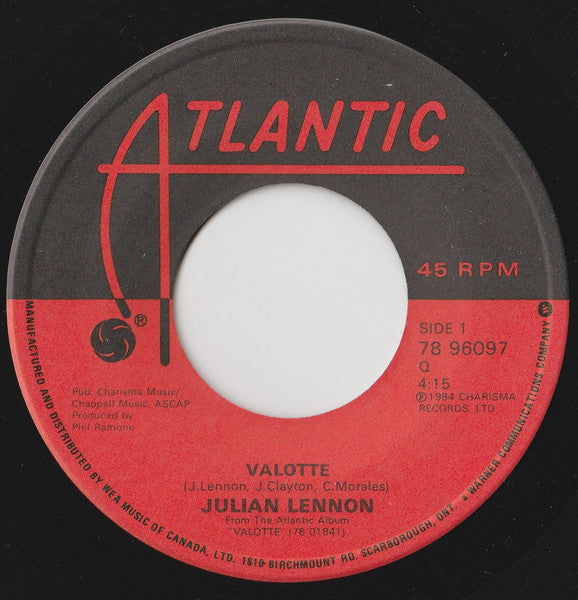 Julian Lennon : Valotte (7", Single)