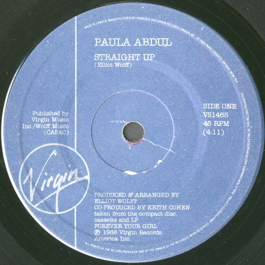 Paula Abdul : Straight Up (7")