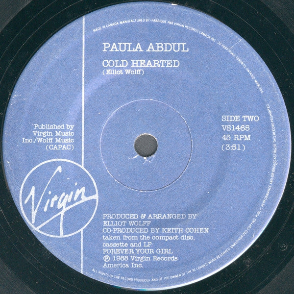 Paula Abdul : Straight Up (7")