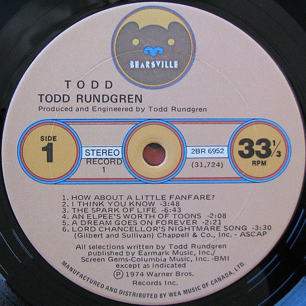 Todd Rundgren : Todd (2xLP, Album)