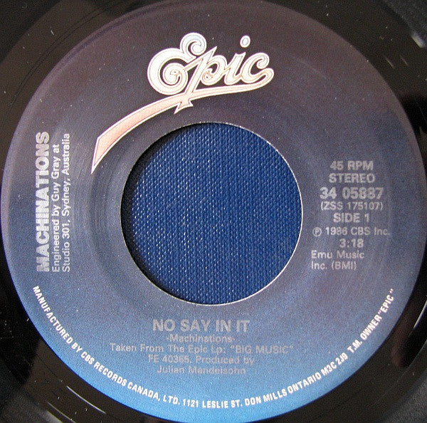 Machinations : No Say In It (7", Single)