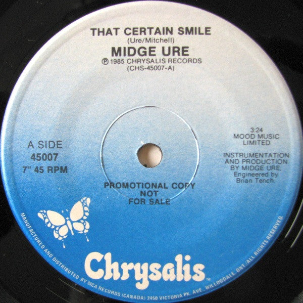 Midge Ure : That Certain Smile (7", Single, Promo)