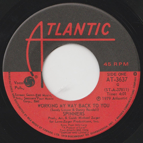 Spinners : Working My Way Back To You (7", Single)