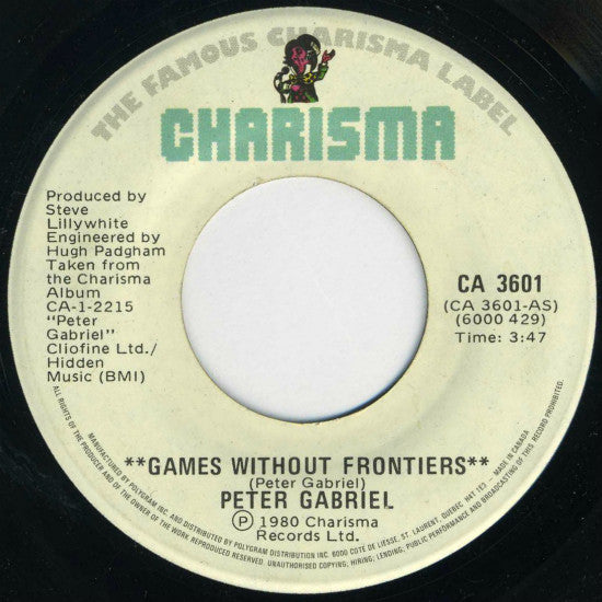 Peter Gabriel : Games Without Frontiers (7", Single)