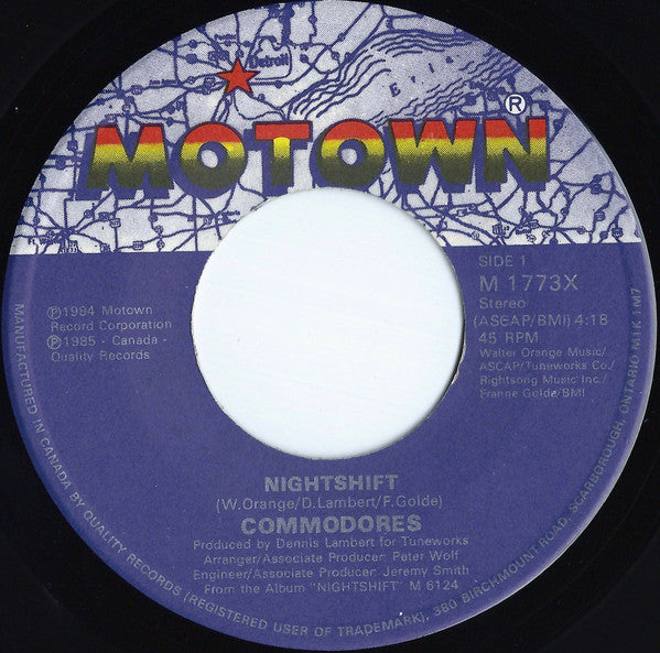 Commodores : Nightshift / I Keep Running (7", Single)