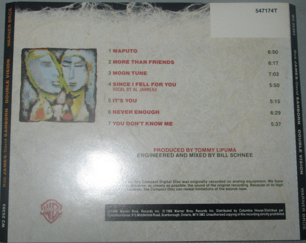 Bob James / David Sanborn : Double Vision (CD, Album, Club)