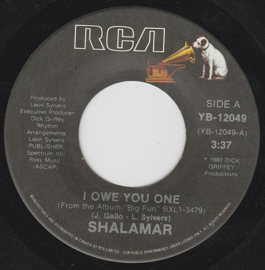 Shalamar : I Owe You One (7", Single)