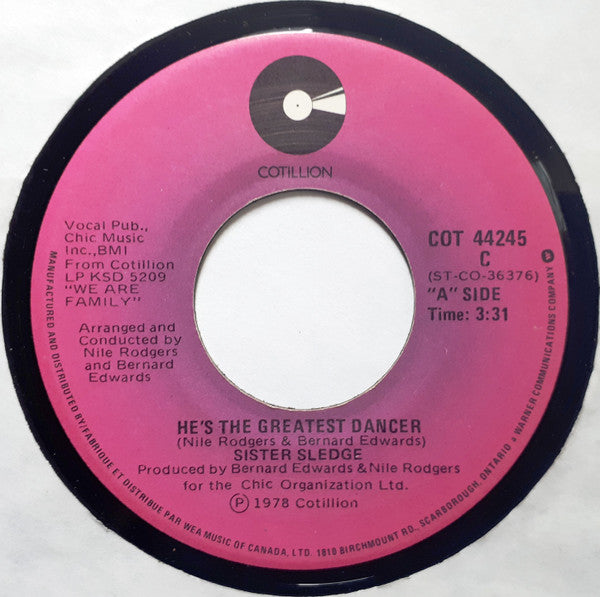 Sister Sledge : He's The Greatest Dancer (7", Single)