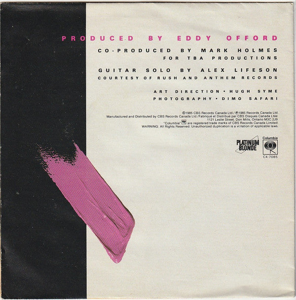 Platinum Blonde : Crying Over You (7", Single, Pos)