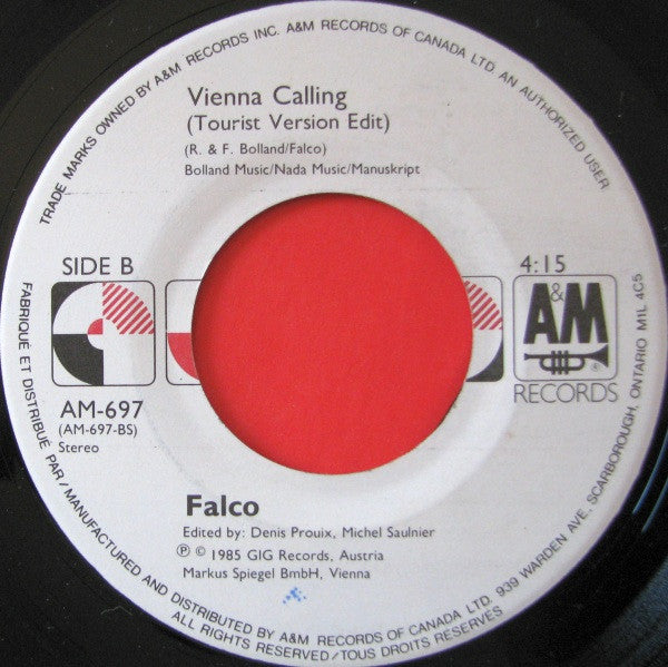 Falco : Vienna Calling (The Toll Free Version) (7", Single)