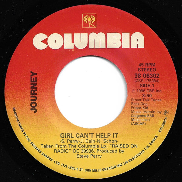 Journey : Girl Can't Help It (7", Single)