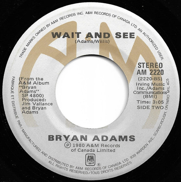 Bryan Adams : Hidin' From Love (7")