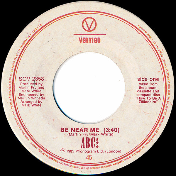 ABC : Be Near Me (7", Single)