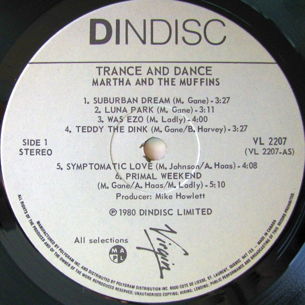 Martha And The Muffins : Trance And Dance (LP, Album)