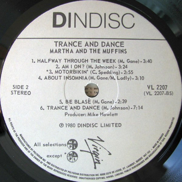 Martha And The Muffins : Trance And Dance (LP, Album)