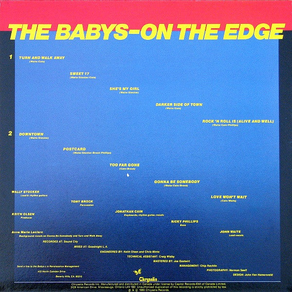 The Babys : On The Edge (LP, Album)