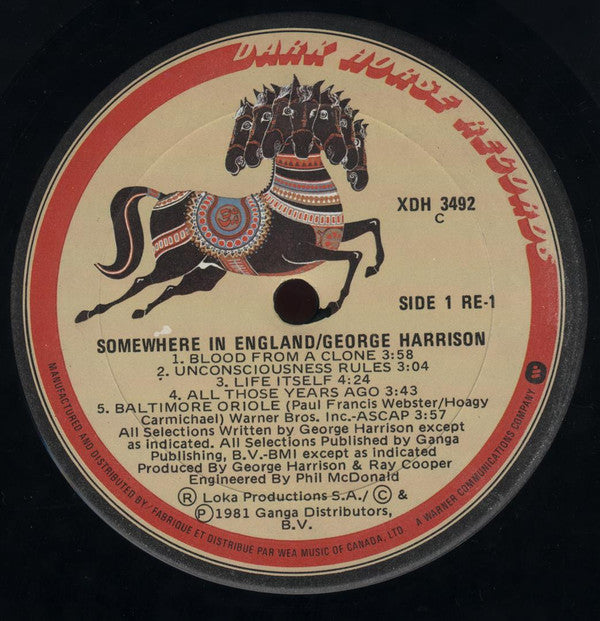 George Harrison : Somewhere In England (LP, Album, Don)