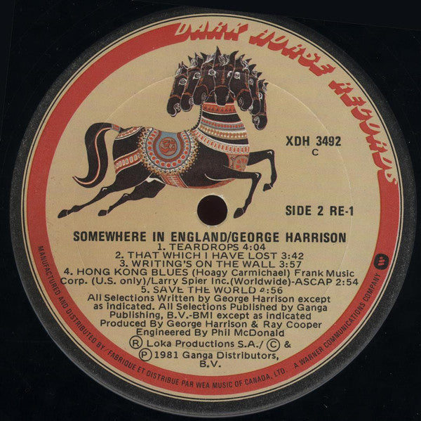 George Harrison : Somewhere In England (LP, Album, Don)