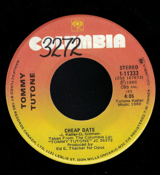 Tommy Tutone : Cheap Date (7", Single)