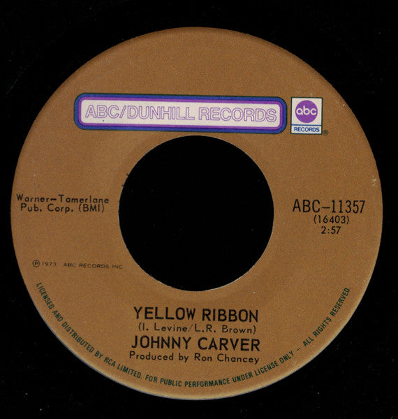 Johnny Carver : Yellow Ribbon / Since My Baby Left Me (7", Single)