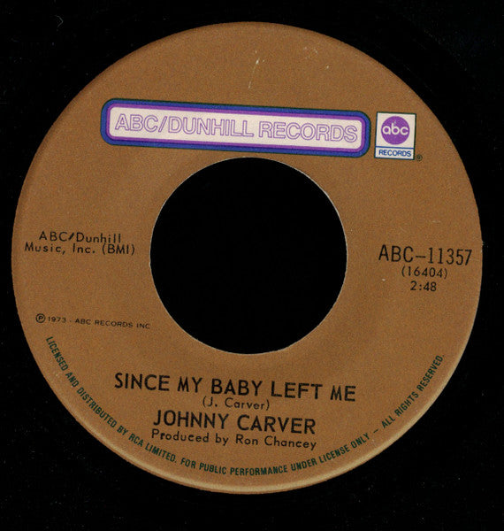 Johnny Carver : Yellow Ribbon / Since My Baby Left Me (7", Single)