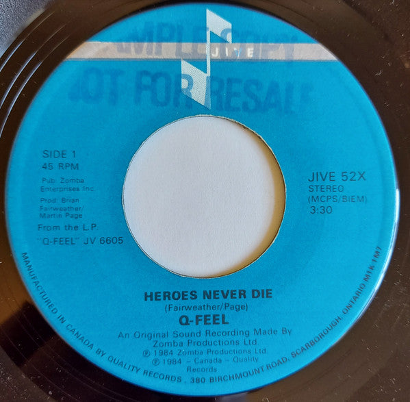 Q-Feel : Heroes Never Die (7", Single)