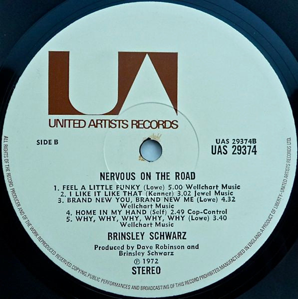 Brinsley Schwarz : Nervous On The Road (LP, Album, Lam)