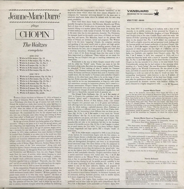 Jeanne-Marie Darré Plays Chopin* : The Waltzes (Complete) (LP, Bla)