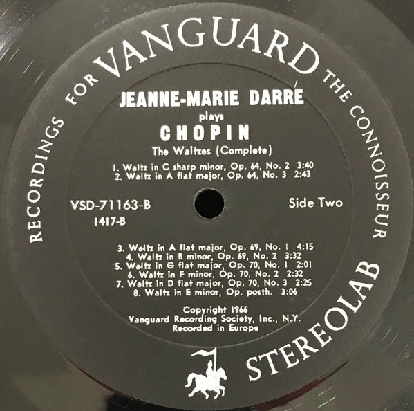 Jeanne-Marie Darré Plays Chopin* : The Waltzes (Complete) (LP, Bla)