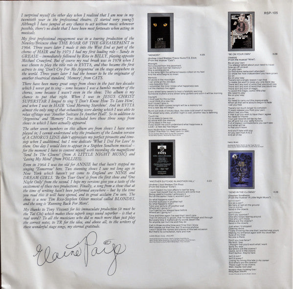 Elaine Paige : Stages (LP, Album)