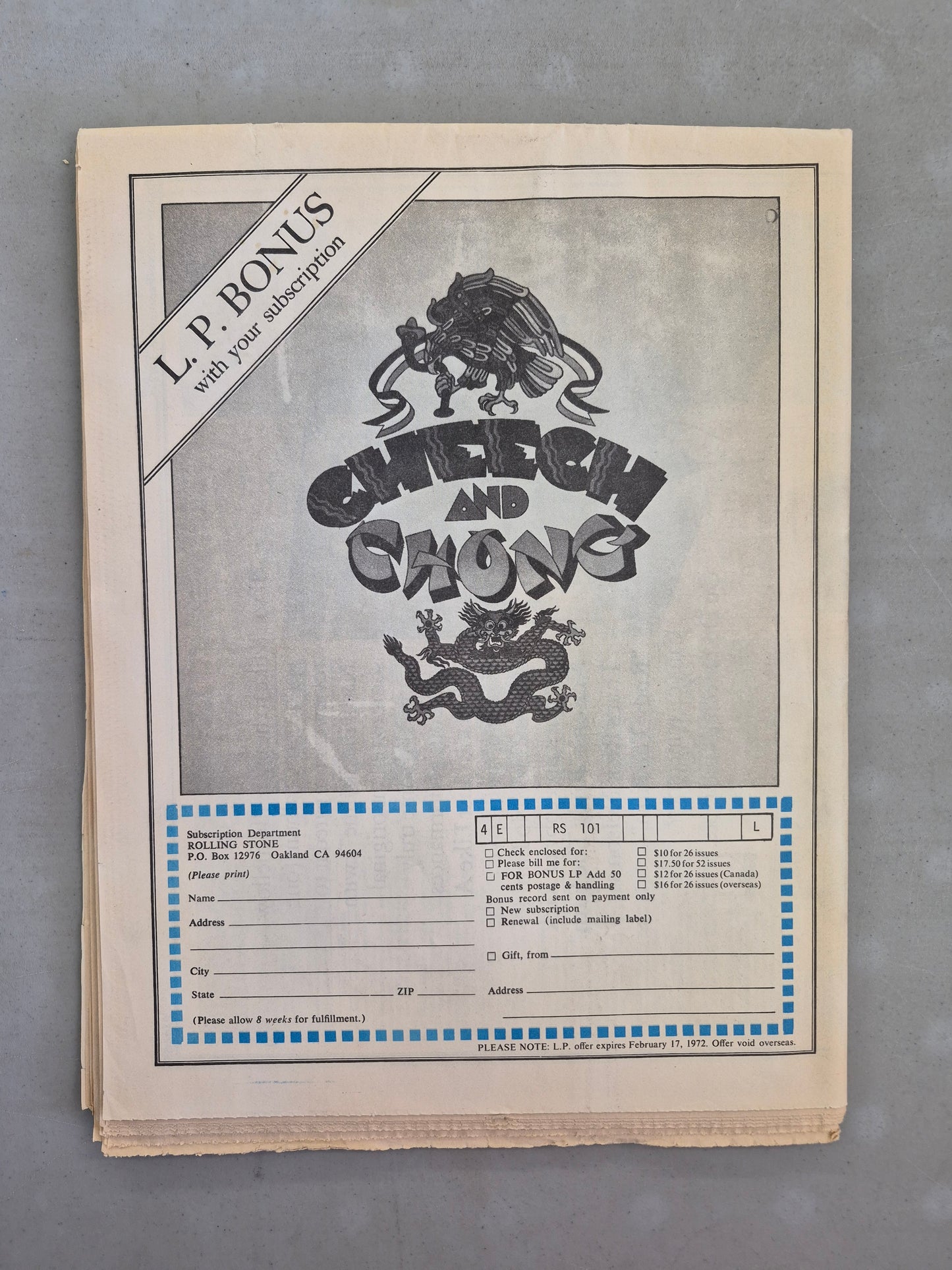 Rolling Stone Magazine — Issue No. 101 | February 3, 1972 | Grateful Dead Cover
