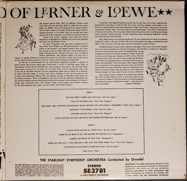 The Starlight Symphony : The Musical World Of Lerner & Loewe (LP, Album)
