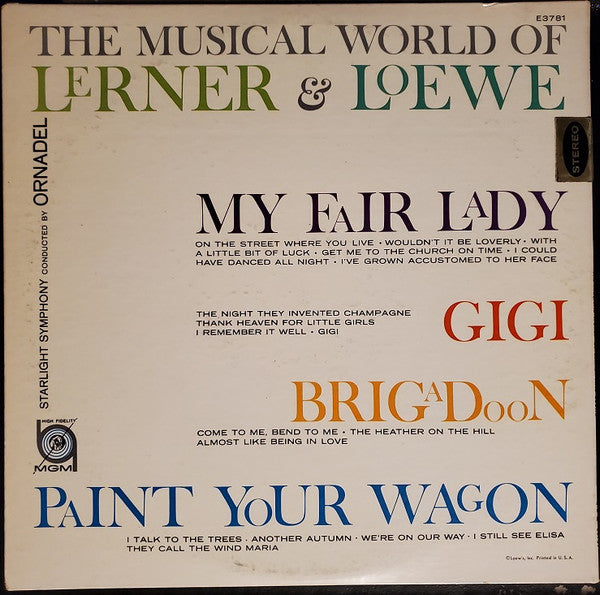 The Starlight Symphony : The Musical World Of Lerner & Loewe (LP, Album)