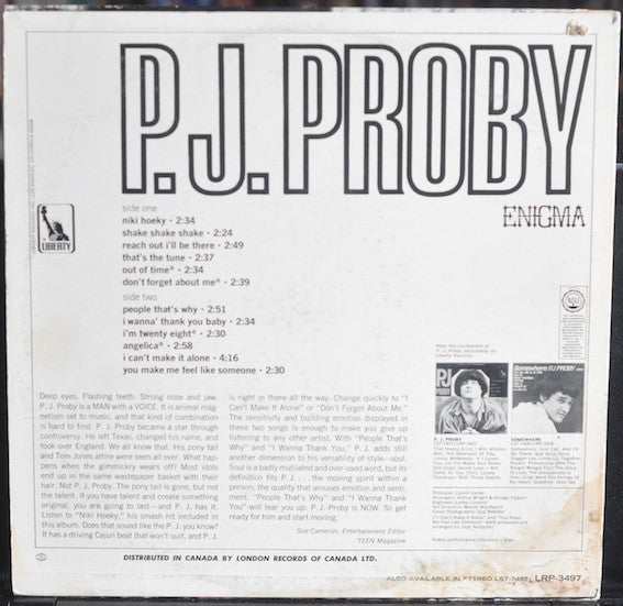 P.J. Proby : Enigma (LP, Album, Mono)