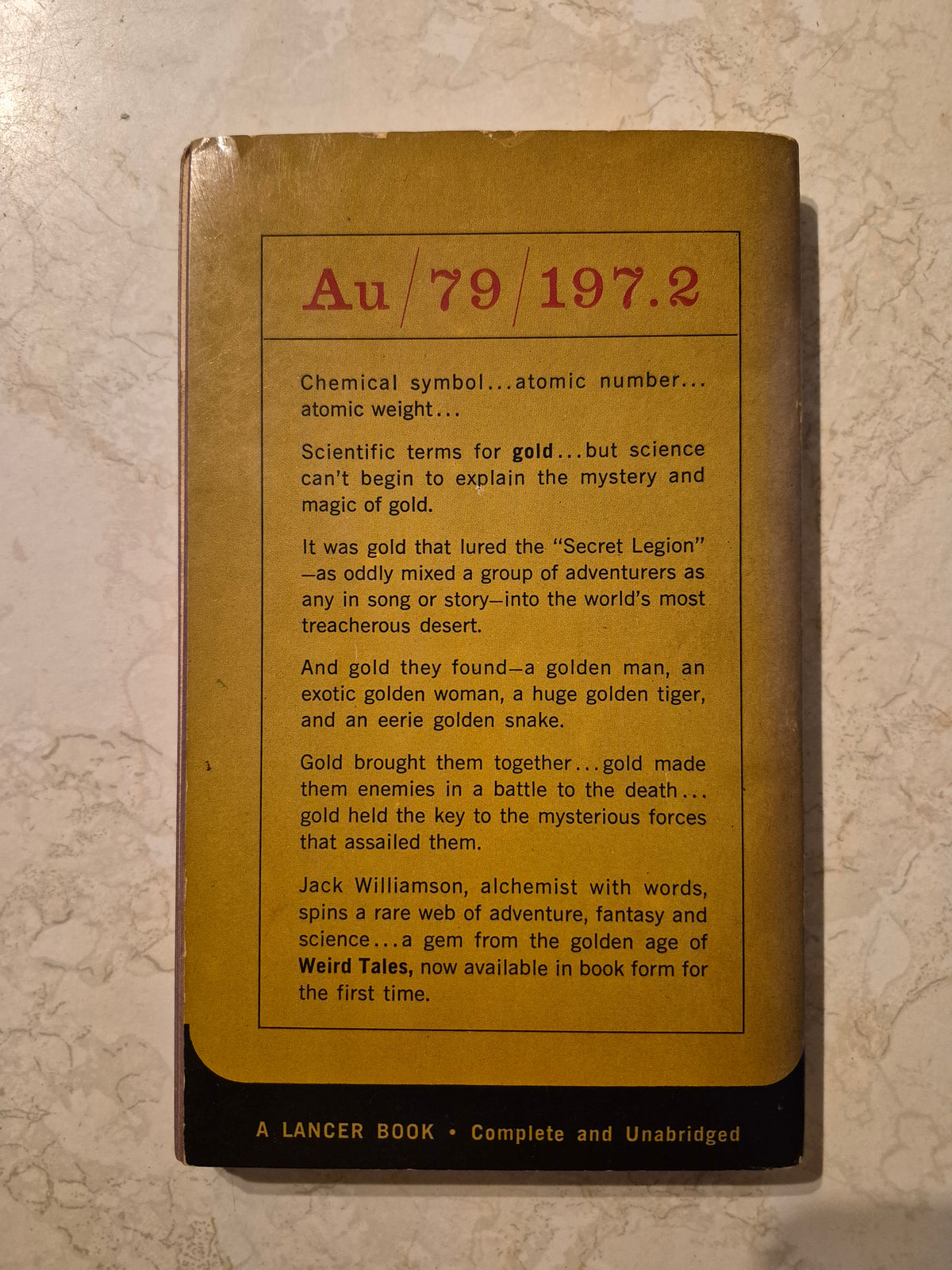 Back cover of Golden Blood by Jack Williamson, Lancer paperback