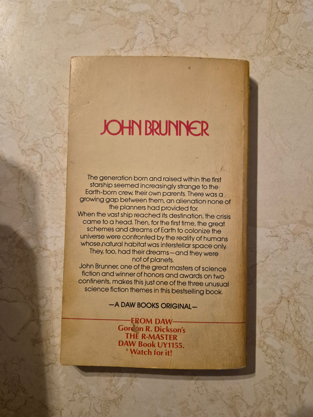 Back cover of Entry to Elsewhen by John Brunner describing its stories