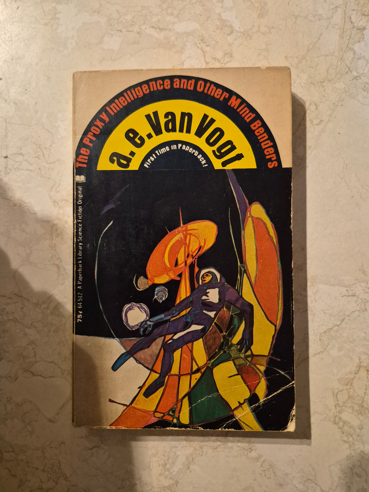 Front cover of The Proxy Intelligence and Other Mind Benders by A.E. van Vogt with lower corner crease