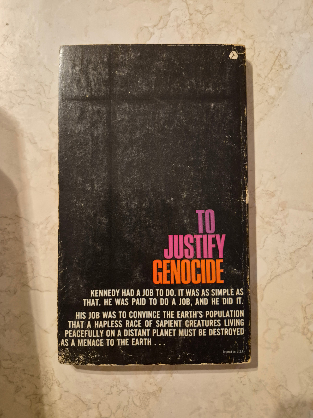 Back cover of Invaders from Earth by Robert Silverberg showing synopsis and wear