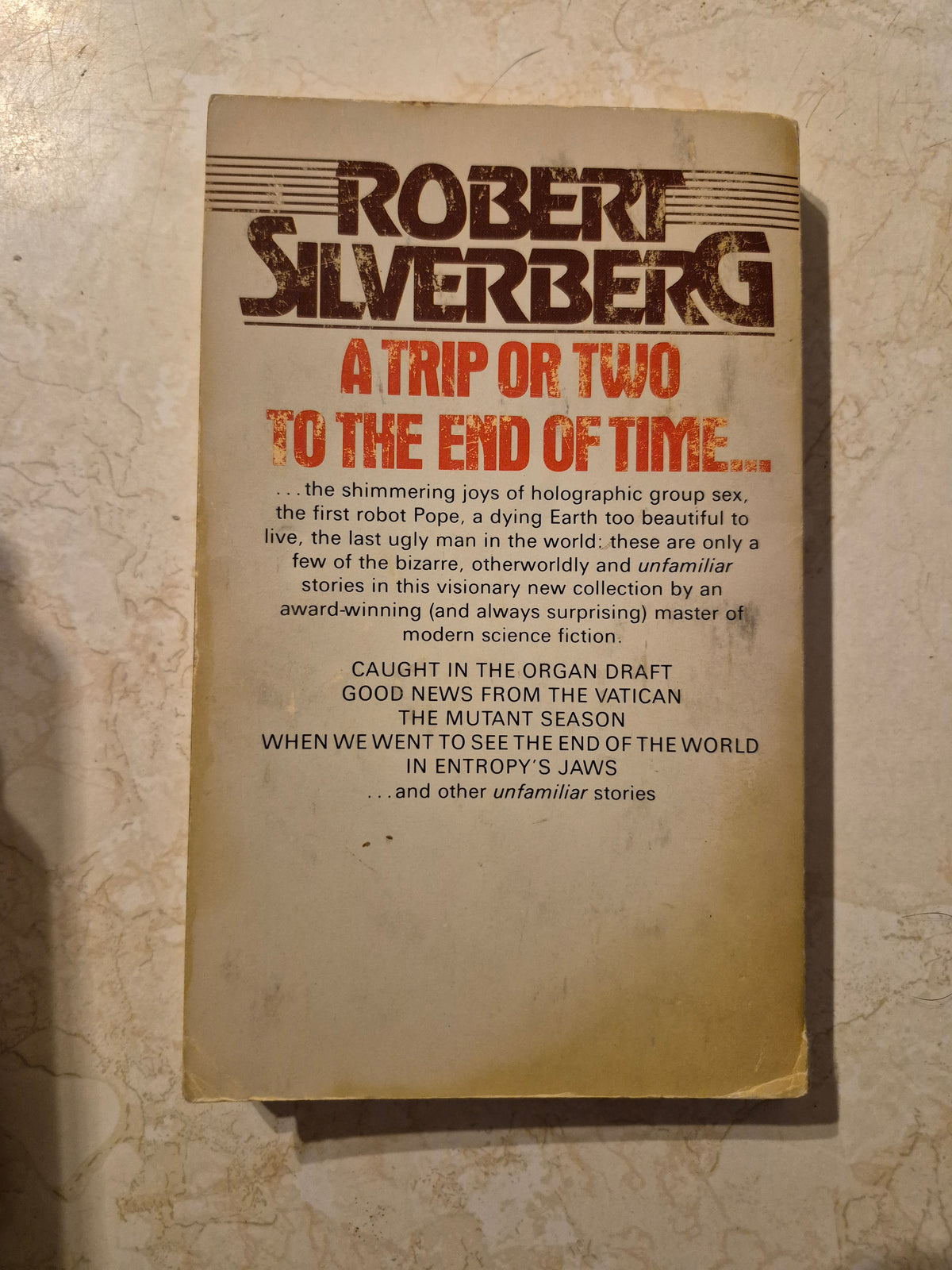 Back cover of Unfamiliar Territory listing Robert Silverberg stories
