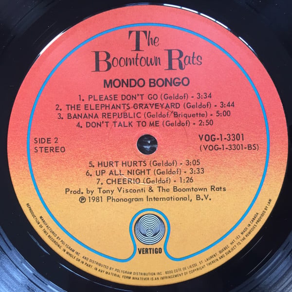 The Boomtown Rats : Mondo Bongo (LP, Album, Qua)
